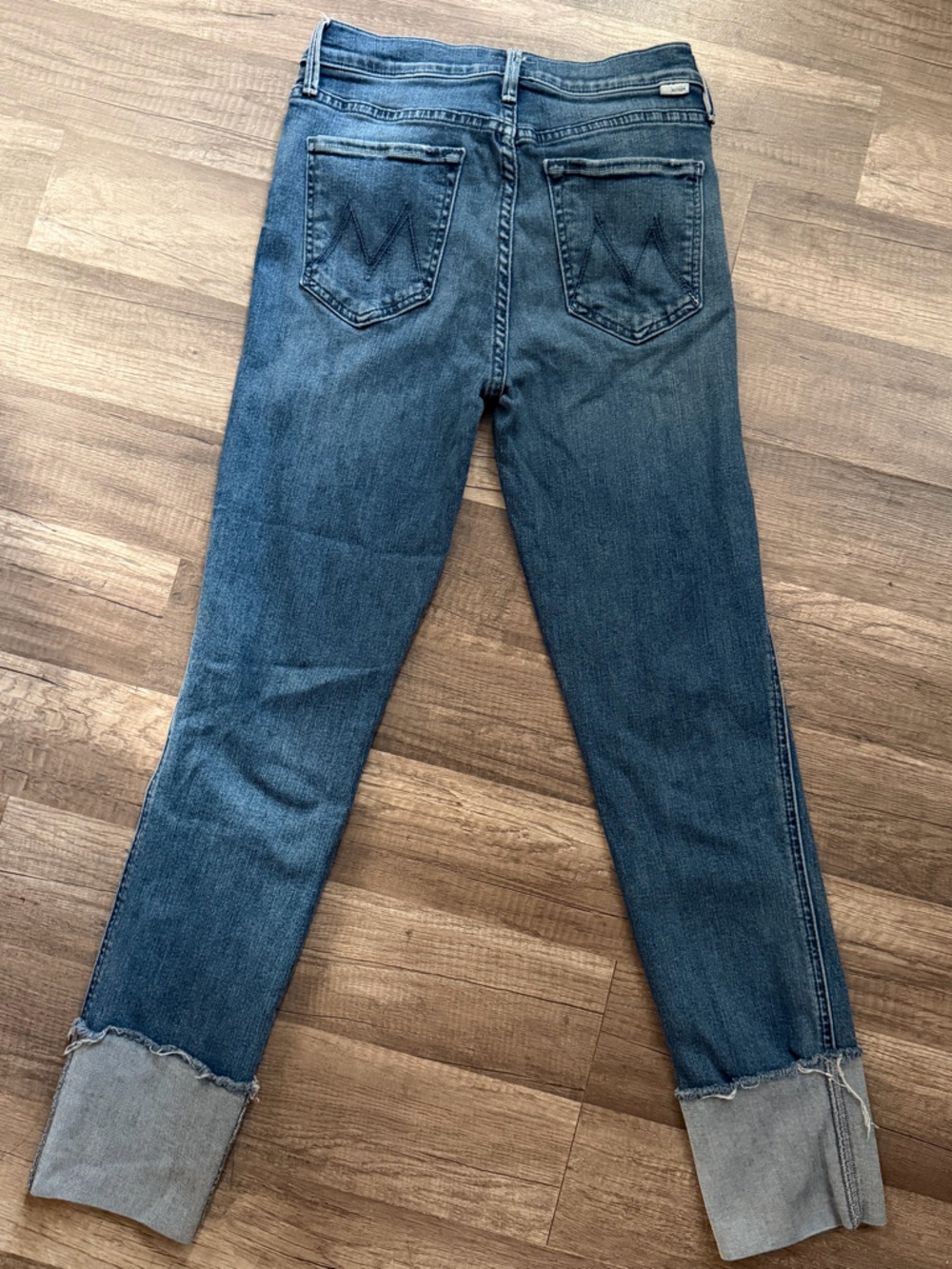 MOTHER The Pony Boy Ankle Fray Jeans Size 26 Medium Wash Raw Hem Straight Leg - Picture 4 of 9